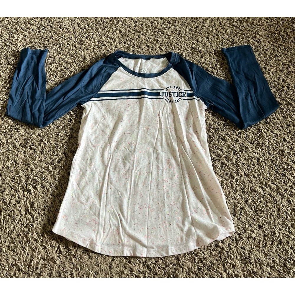 Justice Girl navy/speckled baseball color-block long sleeve size 10